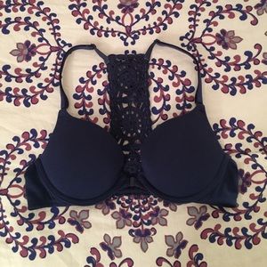 Navy Blue Crochet Racerback VS Bra